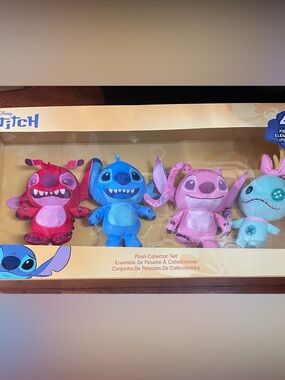 NIB Disney Mini Stitch Plush Set - Blue, Pink, Red, Teal, 7” plush